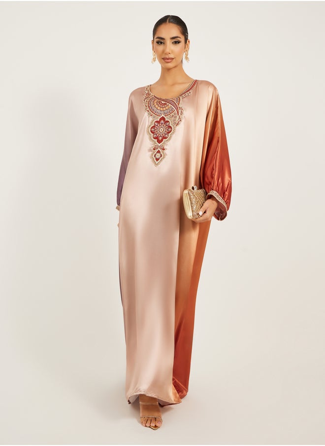 Maxim Creation Embroidered Detail Ombre Jalabiya  - Image 2