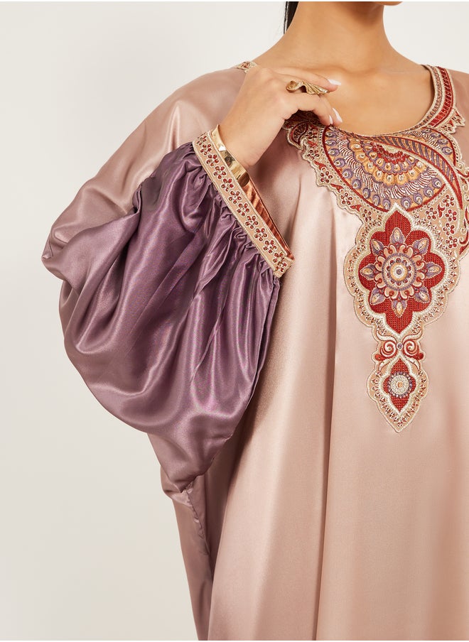Maxim Creation Embroidered Detail Ombre Jalabiya  - Image 4