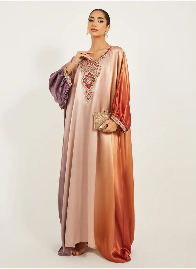 مكسيم كريشن Embroidered Detail Ombre Jalabiya