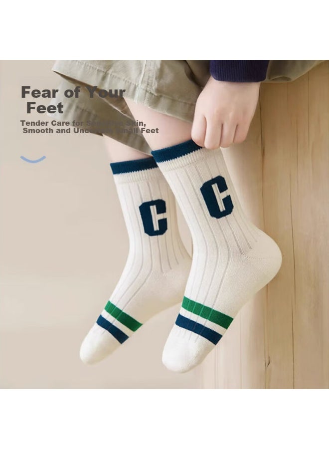 Yimian Children's Socks, 100% Pure Cotton, Antibacterial And Anti-mite, Mid-calf Length, For Older Children And Teenagers, Boys' Cartoon Design, School Cotton Socks, 8 Pairs - Image 2