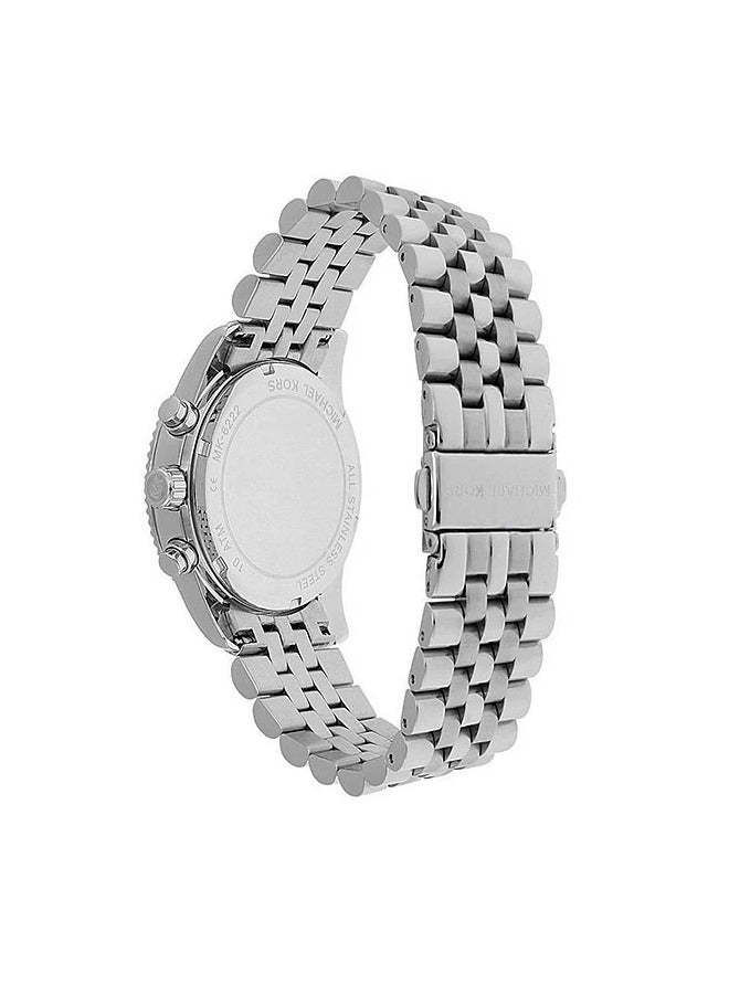 MK Lexington Quartz Green Dial Silver Steel Strap Watch For Women - 6222 - Image 2