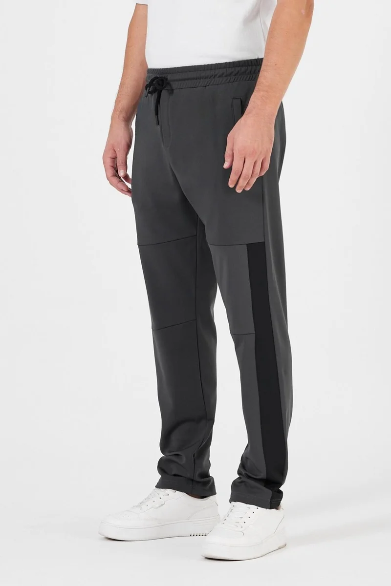 mmetalic Men's Black-Anthracite Standard Fit Regular Cut Straight Leg Pocket Zippered Comfortable Jogger 2-Pack Sweatpants