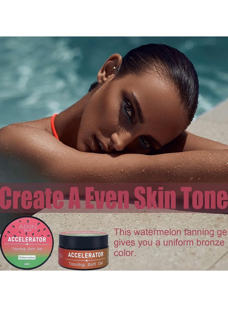 AIXIN 100g Accelerator Tanning Soft Gel Accelerator Tanning Cream Self Tanner Gel for Skin Tanning Intensive Tan boosting Butter Brown Natural Tan Skin Tanning Lotion Tanning Moisturizer  - Image 4