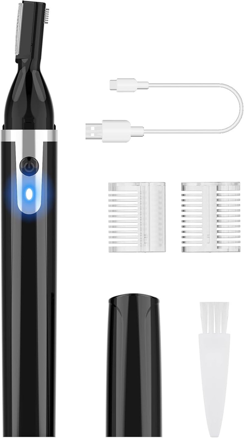 Eyebrow Trimmer Electric Eyebrow Razor for Men Rechargeable Facial Hair Shaver Painless Detail Trimmer with Rinseable Blade for Face Beard Neck Black
