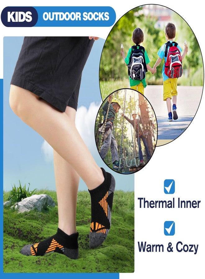 Sandsuced Kids Merino Wool Ankle Socks Girls Boys Thermal Winter Hiking Athletic Cozy Warm Thick Cushion Running No Show Gift Socks 6 Pairs Stocking Stuffers(Black,8-12 Years) - Image 4