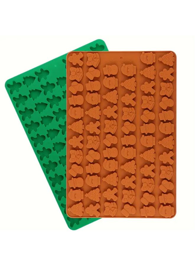 2pcs Christmas Chocolate Candy Molds Food Grade Silicone Baking Molds For Cake Decor - Image 1