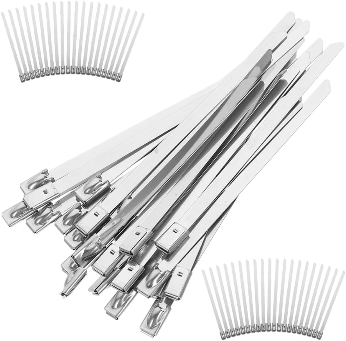Kisangel 100pcs 304 Stainless Steel Metal Cable Zip Ties Heavy Duty Self-locking Wire Ties 4.6mm X 300mm for Outdoor Fence and Cable Management