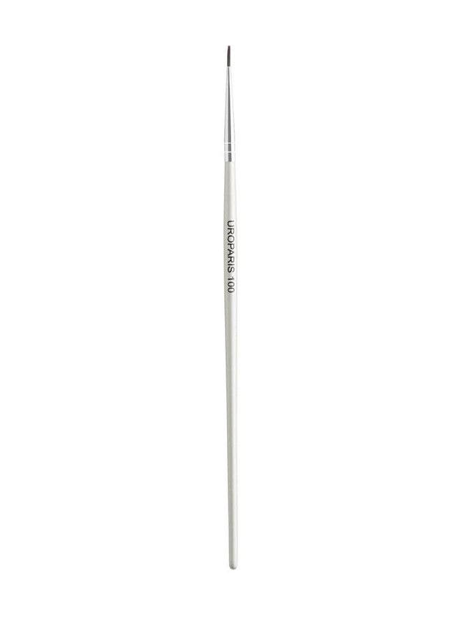 UROPARIS 100 Eyeliner Brush For Makeup | Slim & Sparse-Tipped Brush with Wooden Handle | Synthetic Bristles, Brass Accents - Silver (1 Piece) - Image 1