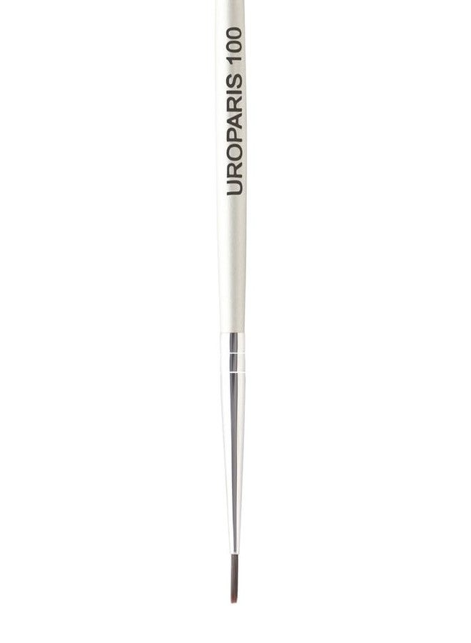UROPARIS 100 Eyeliner Brush For Makeup | Slim & Sparse-Tipped Brush with Wooden Handle | Synthetic Bristles, Brass Accents - Silver (1 Piece) - Image 3