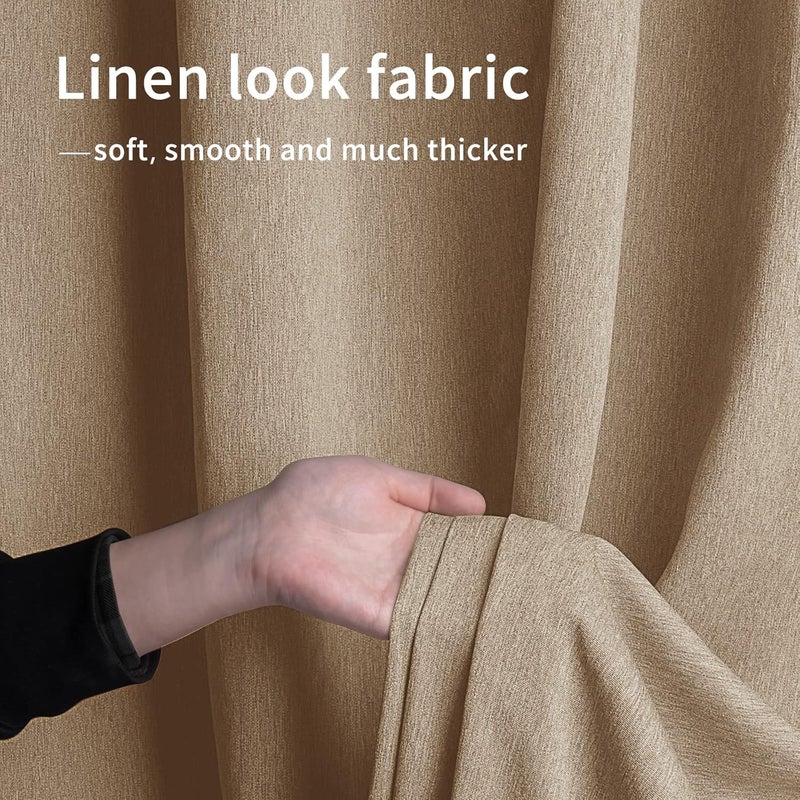 Easy-Going Linen Look Outdoor Curtains Waterproof Windproof Porch Curtains, Soft Thicken Outdoor Privacy Curtains for Patio, Gazebo, Grommet Top and Tab Bottom Drape, 2 Panels, 54x96 inch, Beige - Image 5
