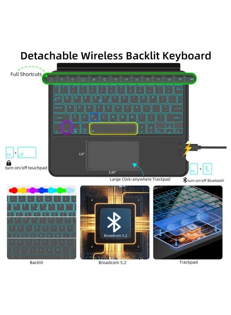 Compatible with Samsung Galaxy Tab S10 Ultra 14.6 inch 2024 SM-X920 SM-X926B Detachable Wireless Bluetooth Touchpad Trackpad Magnetic Keyboard - Image 3