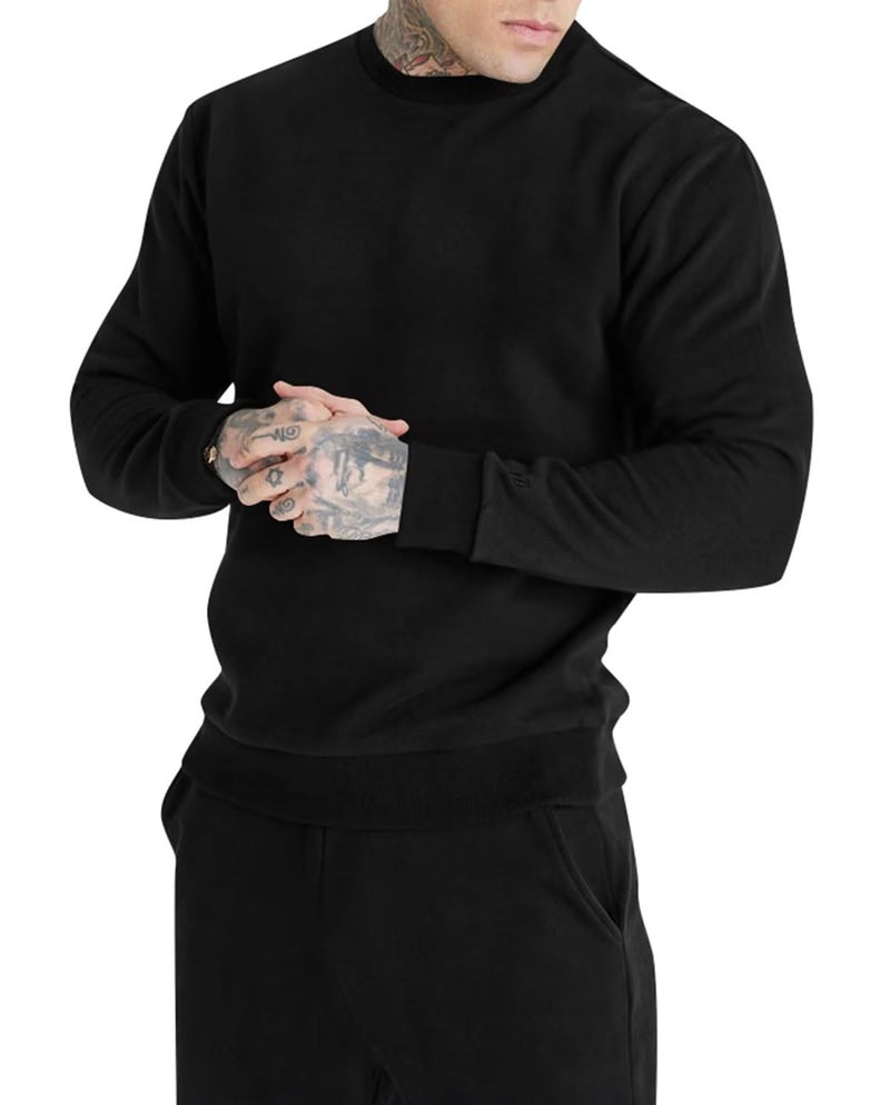 Uni Clau Men's Casual Tracksuit Athletic Sweatsuits Long Sleeve 2 Piece Outfit Running Jogging Sport Suit Sets Black M - Image 3