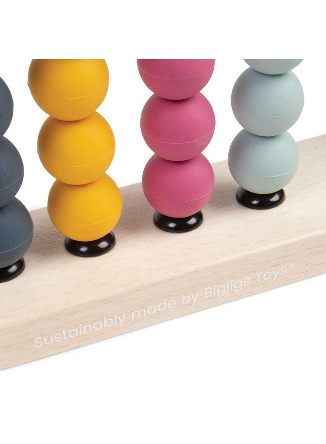 Bigjigs Toys ألعاب بيججيجز - أباكوس قوس قزح معتمد من FSC - أباكوس خشبي صديق للبيئة للأطفال والرضع، 32 خرزة سيليكون من الدرجة الغذائية، ألعاب تنمية مبكرة ونشاط، ألعاب عد ذات جودة - Image 5