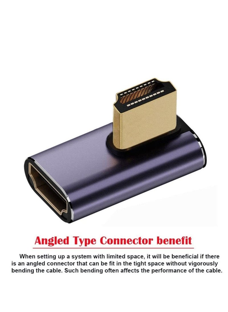 Excefore محول HDMI 2.1 ذكر إلى أنثى، محول بزاوية قائمة 90 درجة، محول تمديد HD، مناسب لأجهزة الكمبيوتر المحمولة والتلفزيون - Image 4