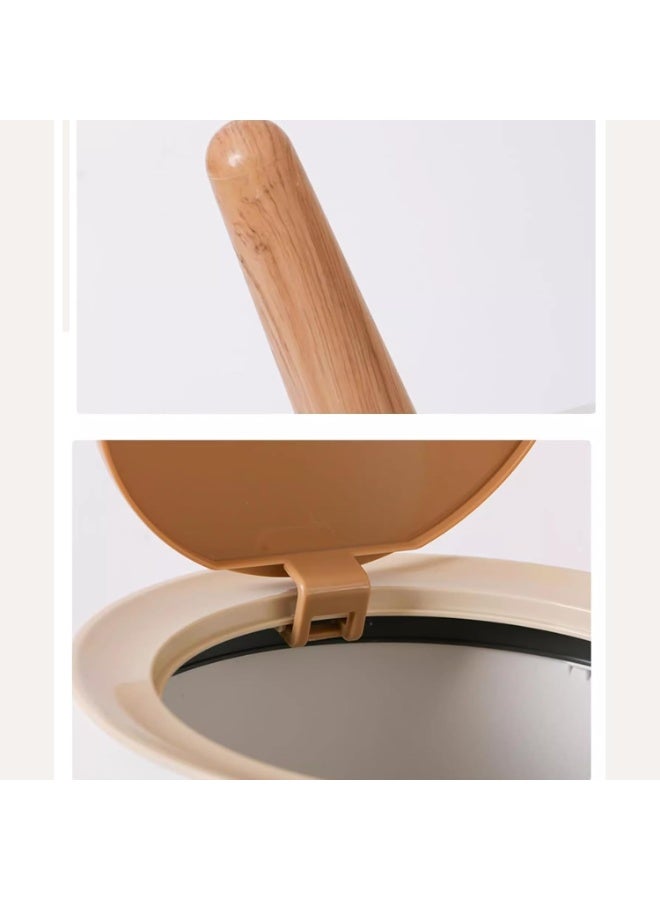 Modern Push Top Trash Bin — Durable, stylish plastic bin with a wood lid for easy, hygienic use. Ideal for any room, dog-resistant, and built to last. - Image 4