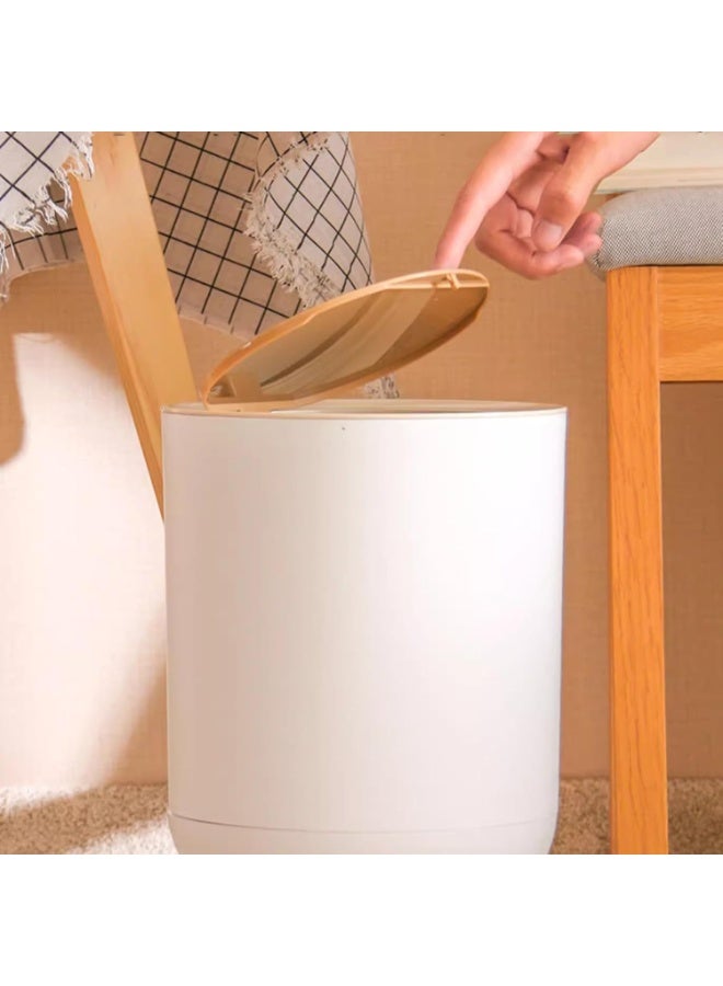 Modern Push Top Trash Bin — Durable, stylish plastic bin with a wood lid for easy, hygienic use. Ideal for any room, dog-resistant, and built to last. - Image 5