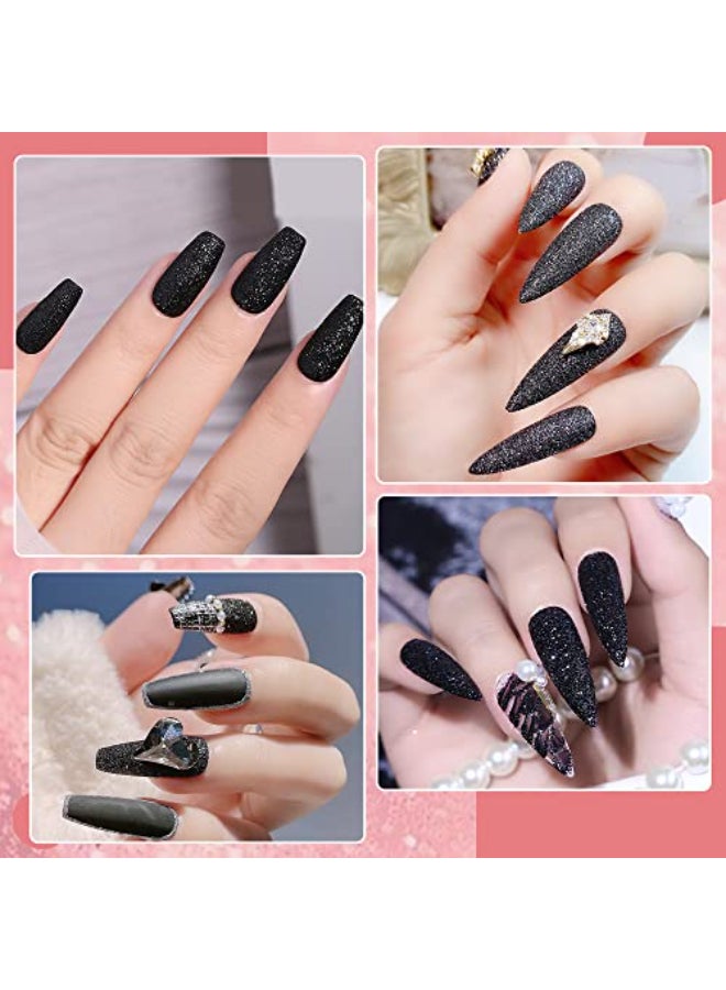 GJNL 5g Black Dust Sugar Nail Glitter Powder Diamond Dust Sand Shining Sugar Effect Glitter Dip Powder Superfine French Candy Coat Nails Sweater Design Manicure Decorations DIY Crafts - Image 3