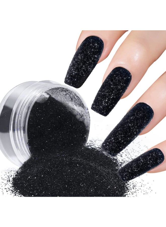 GJNL 5g Black Dust Sugar Nail Glitter Powder Diamond Dust Sand Shining Sugar Effect Glitter Dip Powder Superfine French Candy Coat Nails Sweater Design Manicure Decorations DIY Crafts - Image 2