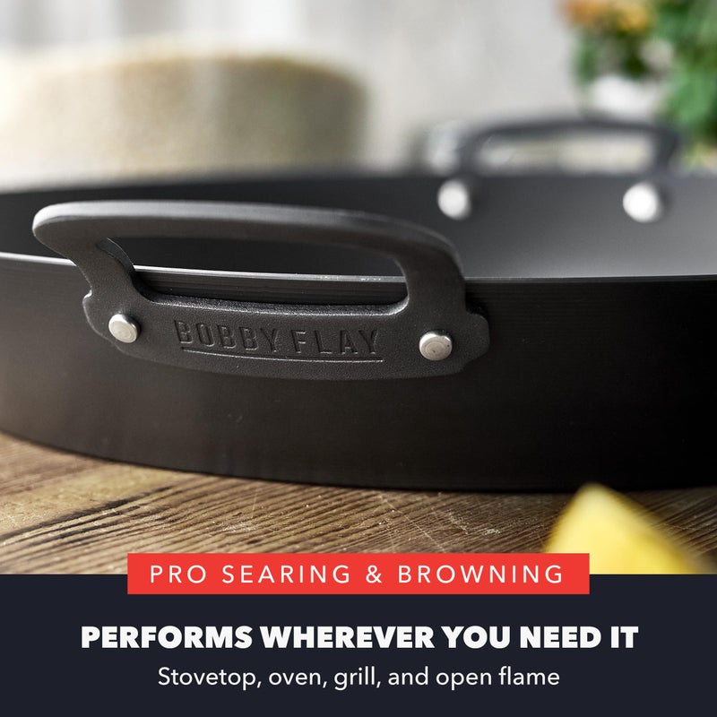 GreenPan x Bobby Flay 15â€ Carbon Steel Paella Pan, Pre-Seasoned, Nontoxic, PFAS-Free, Induction Compatible, Flat Bottom, Rice & Seafood Dishes, High Heat & Oven Safe Durable, Cast Iron Alternative - Image 4