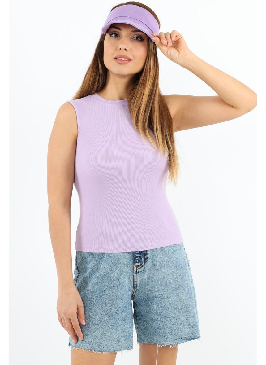 Ritnice - Women's Closed Collar Cotton Lilac Straight Sleeve Ribbed Athlete - Image 1