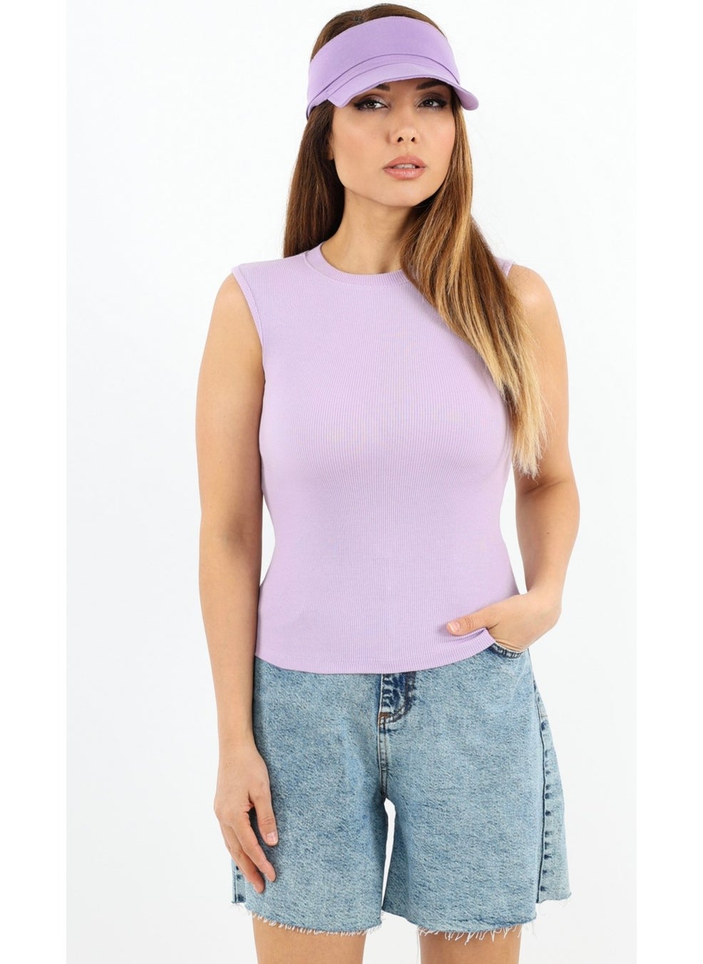 Ritnice - Women's Closed Collar Cotton Lilac Straight Sleeve Ribbed Athlete - Image 1