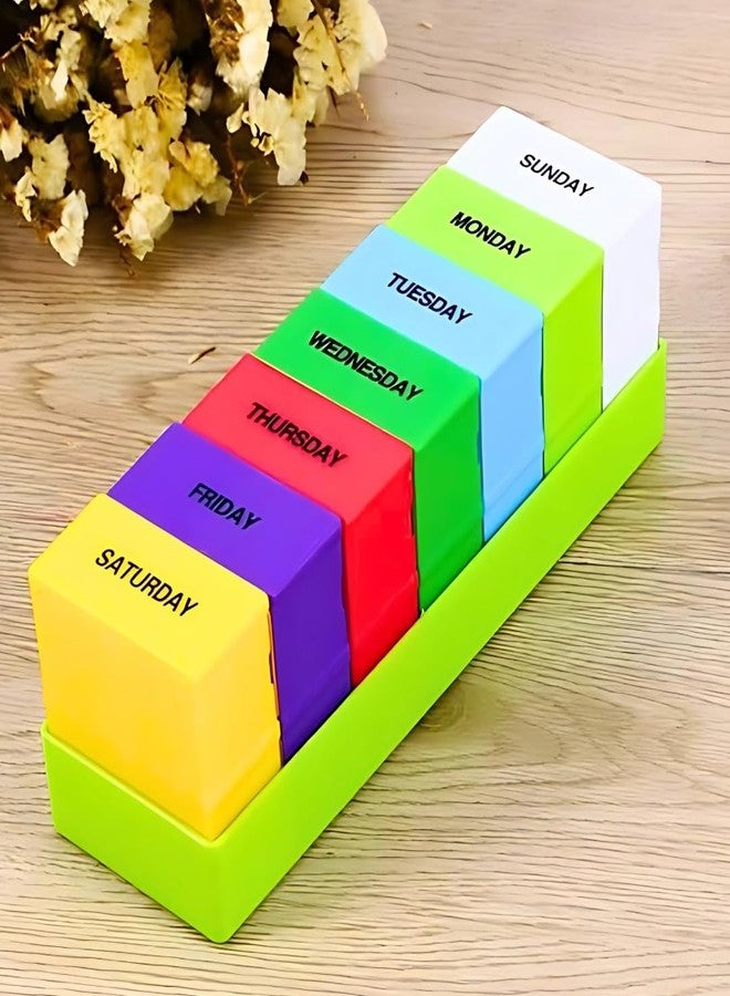 Extra Care Weekly 4-Times-a-Day Pill Box, Multicolor | Morning, Afternoon, Evening, Bedtime Organizer | Durable, Easy-to-Use Medication Case,Set of 1 - Image 2