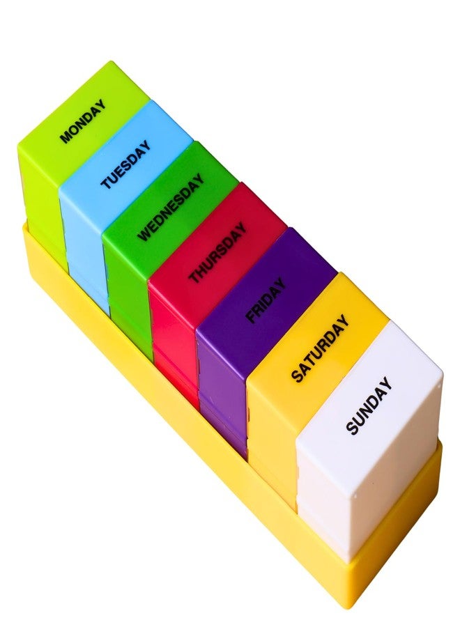 Extra Care Weekly 4-Times-a-Day Pill Box, Multicolor | Morning, Afternoon, Evening, Bedtime Organizer | Durable, Easy-to-Use Medication Case,Set of 1 - Image 1