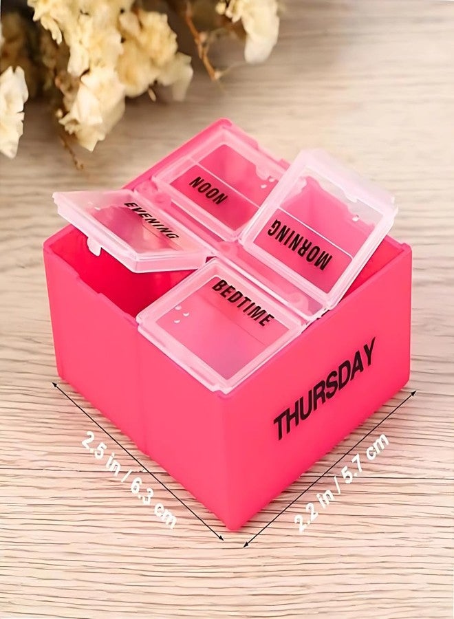 Extra Care Weekly 4-Times-a-Day Pill Box, Multicolor | Morning, Afternoon, Evening, Bedtime Organizer | Durable, Easy-to-Use Medication Case,Set of 1 - Image 4