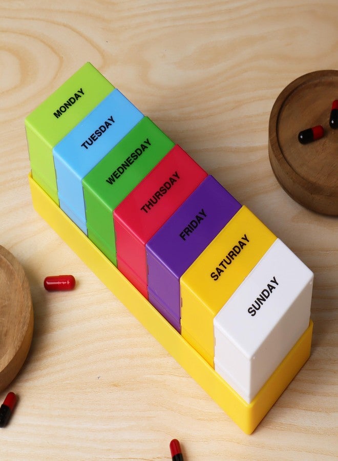 Extra Care Weekly 4-Times-a-Day Pill Box, Multicolor | Morning, Afternoon, Evening, Bedtime Organizer | Durable, Easy-to-Use Medication Case,Set of 1 - Image 5