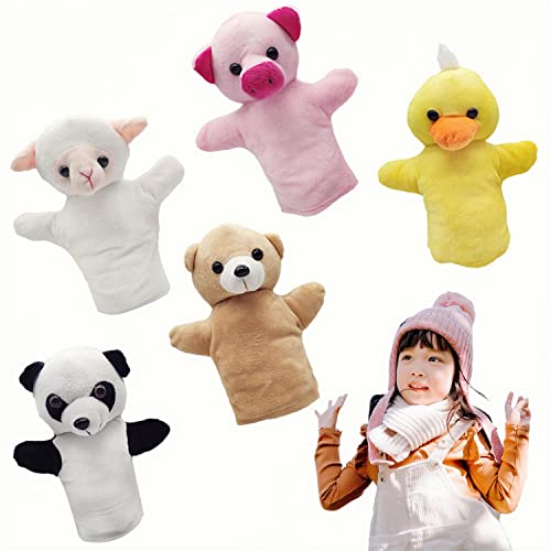 Yolococa Hand Puppets Animal Hand Party Toy for Kids Soft Plush Puppet 5 Pack - Image 1