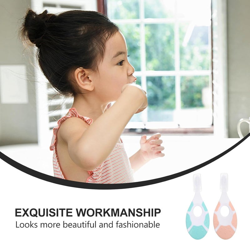 2pcs Soft Bristle Toothbrushes for Ages 0-10, Food-Grade Silicone, Mint Green and Pink, Gentle Oral Care Training Set for Babies Random Color - Image 5