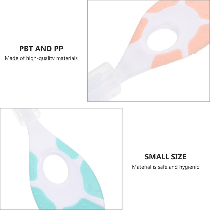 2pcs Soft Bristle Toothbrushes for Ages 0-10, Food-Grade Silicone, Mint Green and Pink, Gentle Oral Care Training Set for Babies Random Color - Image 2