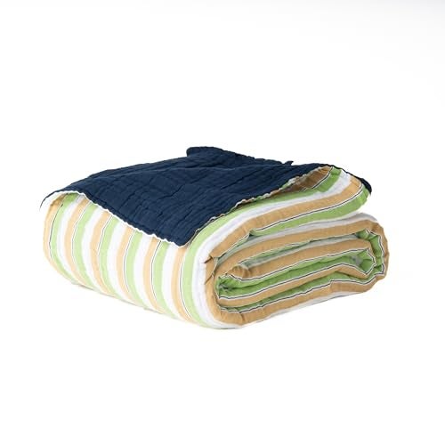 Salt Earth 100 Cotton Muslin Throw Blanket Gauze Blanket 50X60 Throw 6 Layered for Couch Bed Living Room HomeLightweight All Season Blankets Throws Skin Friendly Dress BluePrint - Image 1