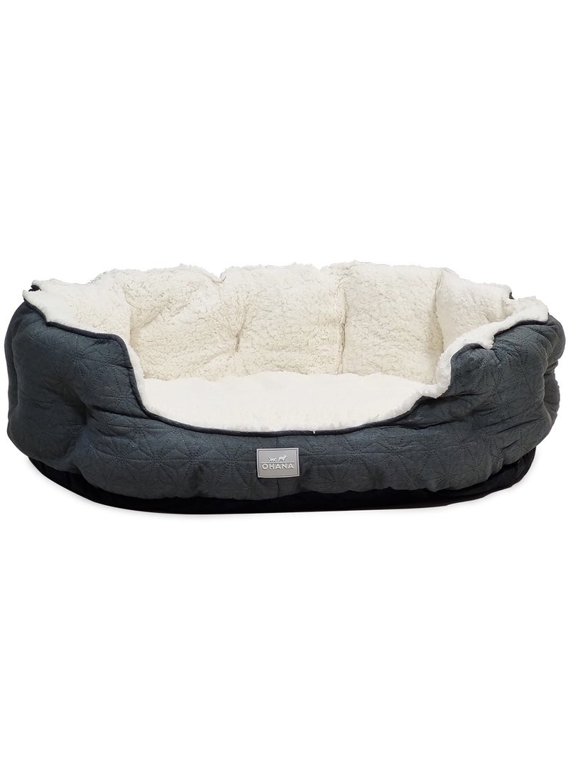 أن ان سي بيتس سرير مريح للكلاب مع حافة مرتفعة، مبطن بشكل سميك، ألياف بوليستر ومثالي للكلاب الكبيرة، سرير للكلاب بطول 95 سم مع مضاد للانزلاق، أريكة من القماش، سرير محمول للحيوانات الأليفة (رمادي غامق) - Image 1