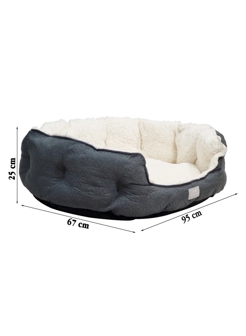أن ان سي بيتس سرير مريح للكلاب مع حافة مرتفعة، مبطن بشكل سميك، ألياف بوليستر ومثالي للكلاب الكبيرة، سرير للكلاب بطول 95 سم مع مضاد للانزلاق، أريكة من القماش، سرير محمول للحيوانات الأليفة (رمادي غامق) - Image 2