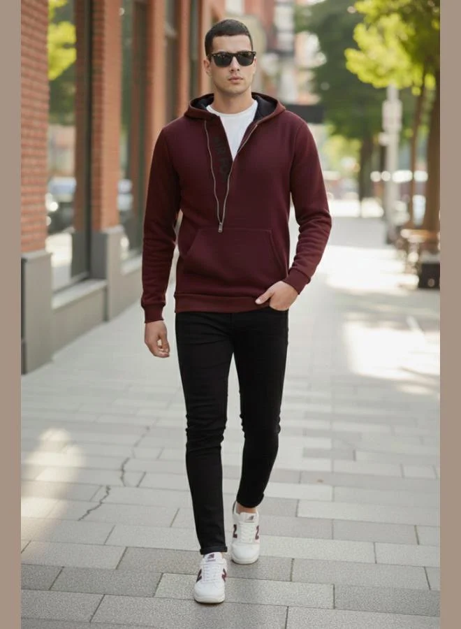 Buratti Buratti Kangaroo Pocket Zip-Up Hooded Slim Fit Sweatshirt for Men 575707