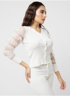 ELLA Lace Sleeve Detail Cardigan  - Image 1