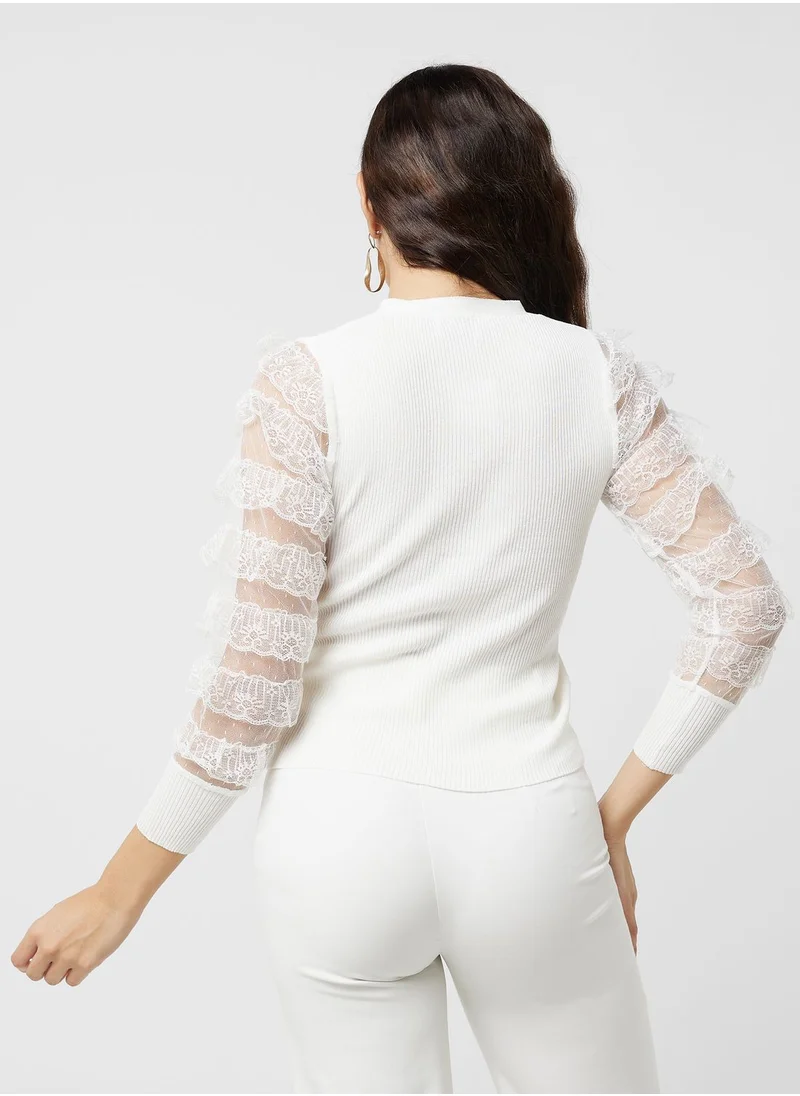 ELLA Lace Sleeve Detail Cardigan
