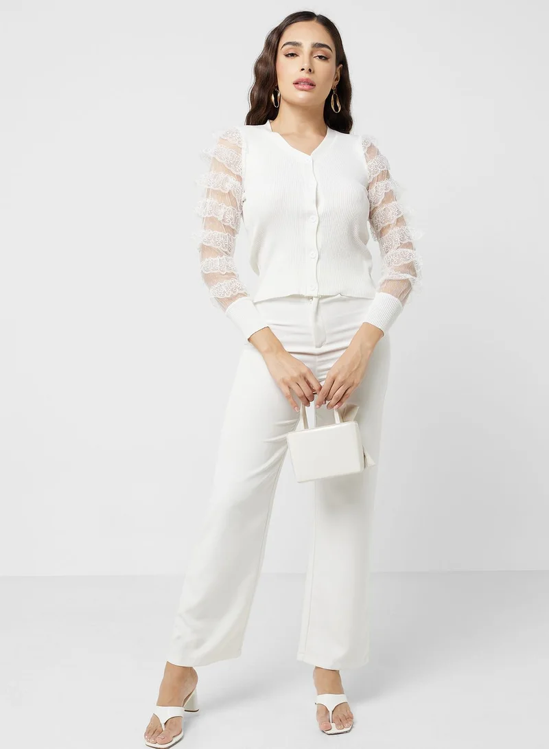 ELLA Lace Sleeve Detail Cardigan