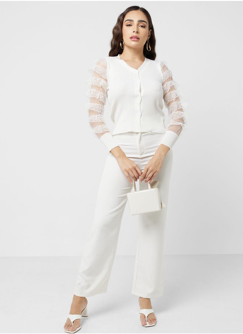 ELLA Lace Sleeve Detail Cardigan  - Image 4