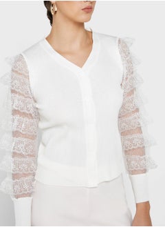 ELLA Lace Sleeve Detail Cardigan  - Image 3