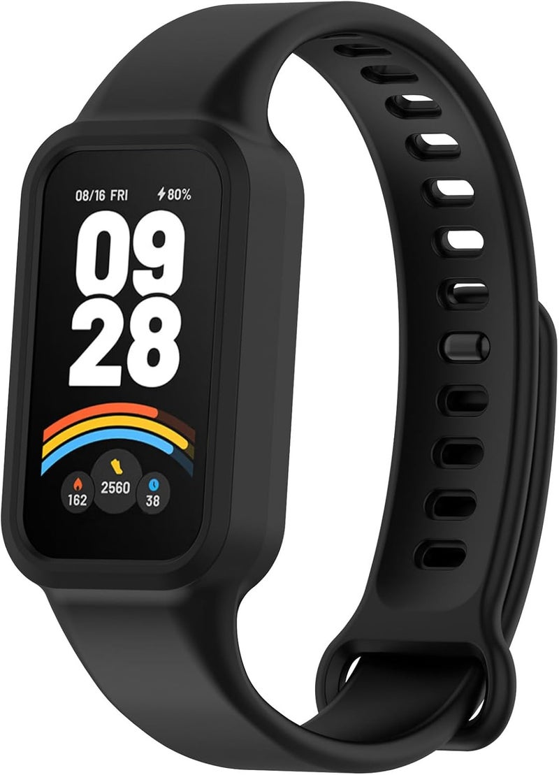 سوار بديل قابل للتعديل من Disscool متوافق مع Xiaomi Smart Band 9 Active، متوافق مع Redmi Smart Band 3، حزام معصم سيليكون ناعم مع ملحقات ساعة سريعة التحرير (أسود) - Image 1