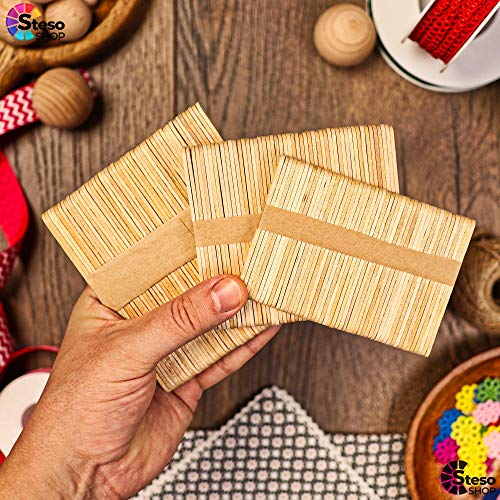 StesoSHOP Popsicle Stick Premium Quality 150pcs - Craft Supplies Sticks - Bulk Popsicle Mixed Sizes Assorted Multi Mini Large Wood Strips - Craft for Kids… - Image 2