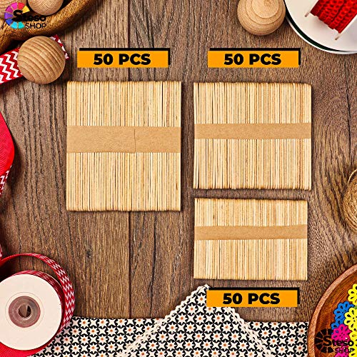 StesoSHOP Popsicle Stick Premium Quality 150pcs - Craft Supplies Sticks - Bulk Popsicle Mixed Sizes Assorted Multi Mini Large Wood Strips - Craft for Kids… - Image 3