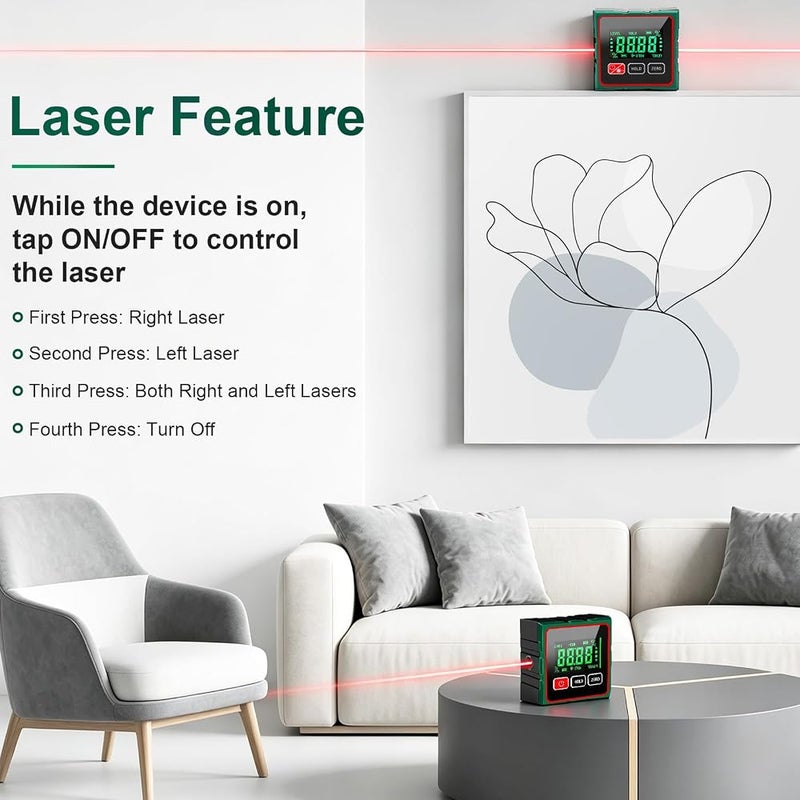 مقياس الانحدار الرقمي Qivine المغناطيسي بأربع جهات، دقة ±0.2°، شاشة LCD رقمية - Image 4