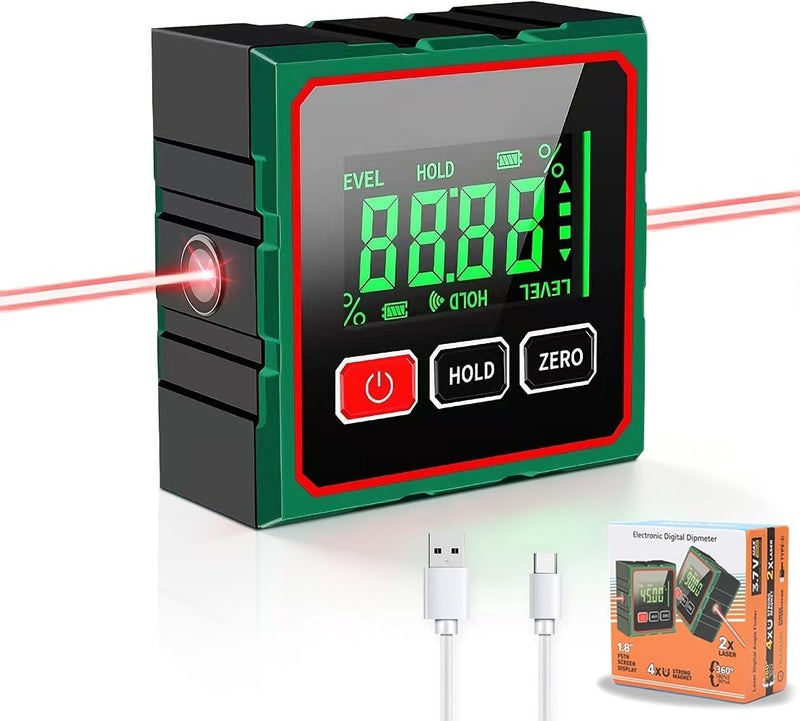 مقياس الانحدار الرقمي Qivine المغناطيسي بأربع جهات، دقة ±0.2°، شاشة LCD رقمية - Image 1
