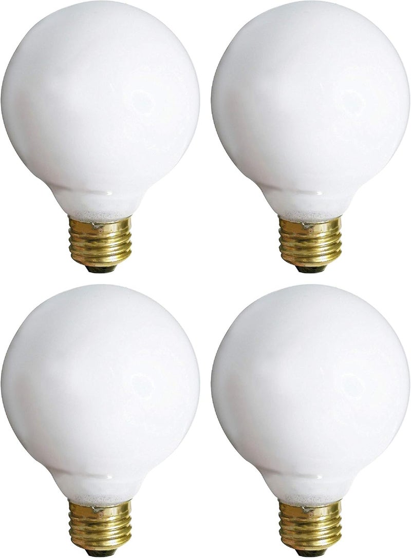 KOR 4 Pack G25 Incandescent Incandescent Light Bulb 2700K Soft Light Decorative Globe Light BulbsE26 Medium Base Perfect for Pendant BathroomVanity Mirror Makeup Dimmable WhiteFinish 25Watt - Image 1