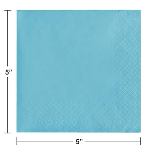Creative Converting Touch of Color 2-Ply 50 Count Paper Beverage Napkins, Pastel Blue (139179154) - Image 3