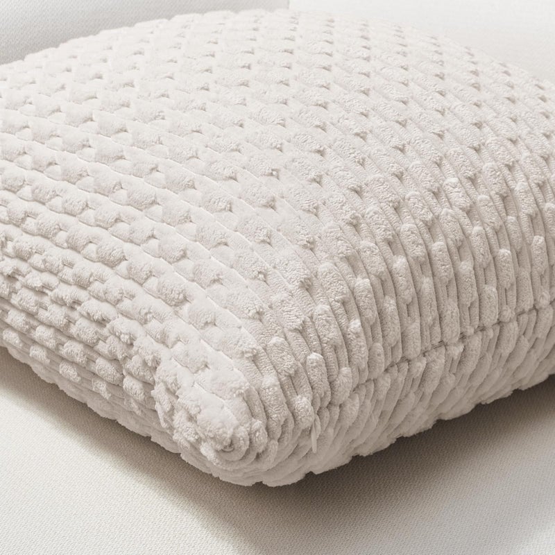 Softalker Throw Pillow Covers 16x16 Inch Set of 2  Super Soft Corduroy Pillow Covers Decorative Boho Striped Pillowcases for Couch Sofa Living Room Bed Home Decor  Beige - Image 2