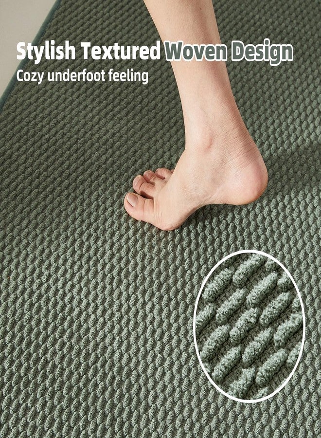 TYUU Bathroom Rugs Non Slip Washable, Super Absorbent Thin Bath Mat Small Quick Dry Low Pile Bathroom Rug, Sage Green 16"x24" - Image 3